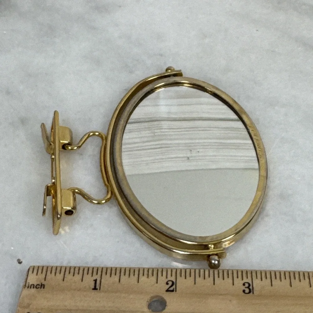 Vintage Lou Taylor Italy Swivel Gold Replacement Mirror for Purse Handbag